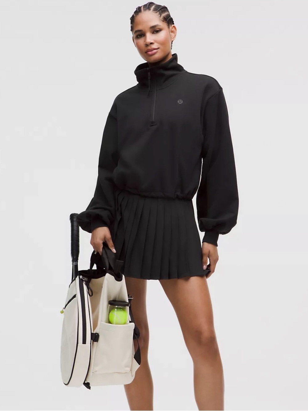 lululemon athletica Women's Black Half-Zip Cropped Pullover - Picture 2 of 7